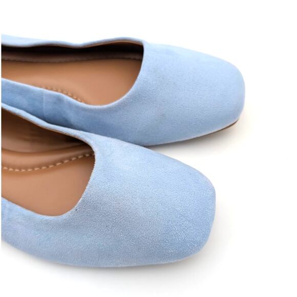 Nordstrom Rack Aspen Flat Shoes Faux Suede Square Toe Blue Size US7.5M EU38 - Picture 11 of 11